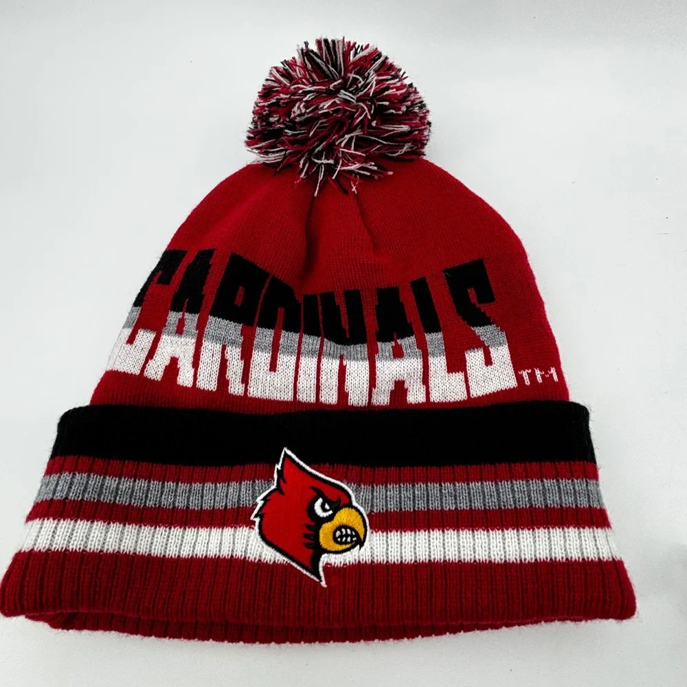 Louisville Cardinals Beanie Captivating Headwear Red Knit Pom Cuffed Hat NWT